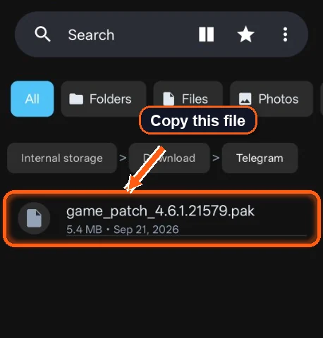 TQ File Manager showing the downloaded pak file